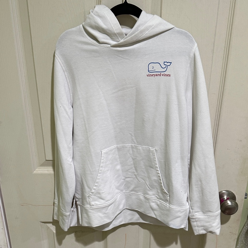 Vineyard Vines Kids White Hoodie with Whale Logo